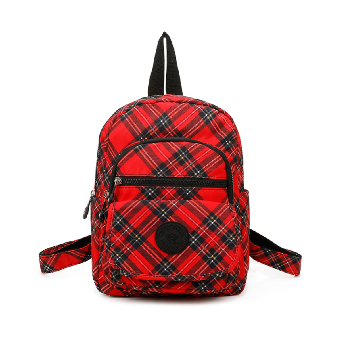 D267 Multi-zip Backpack -Red Scottish Gingham