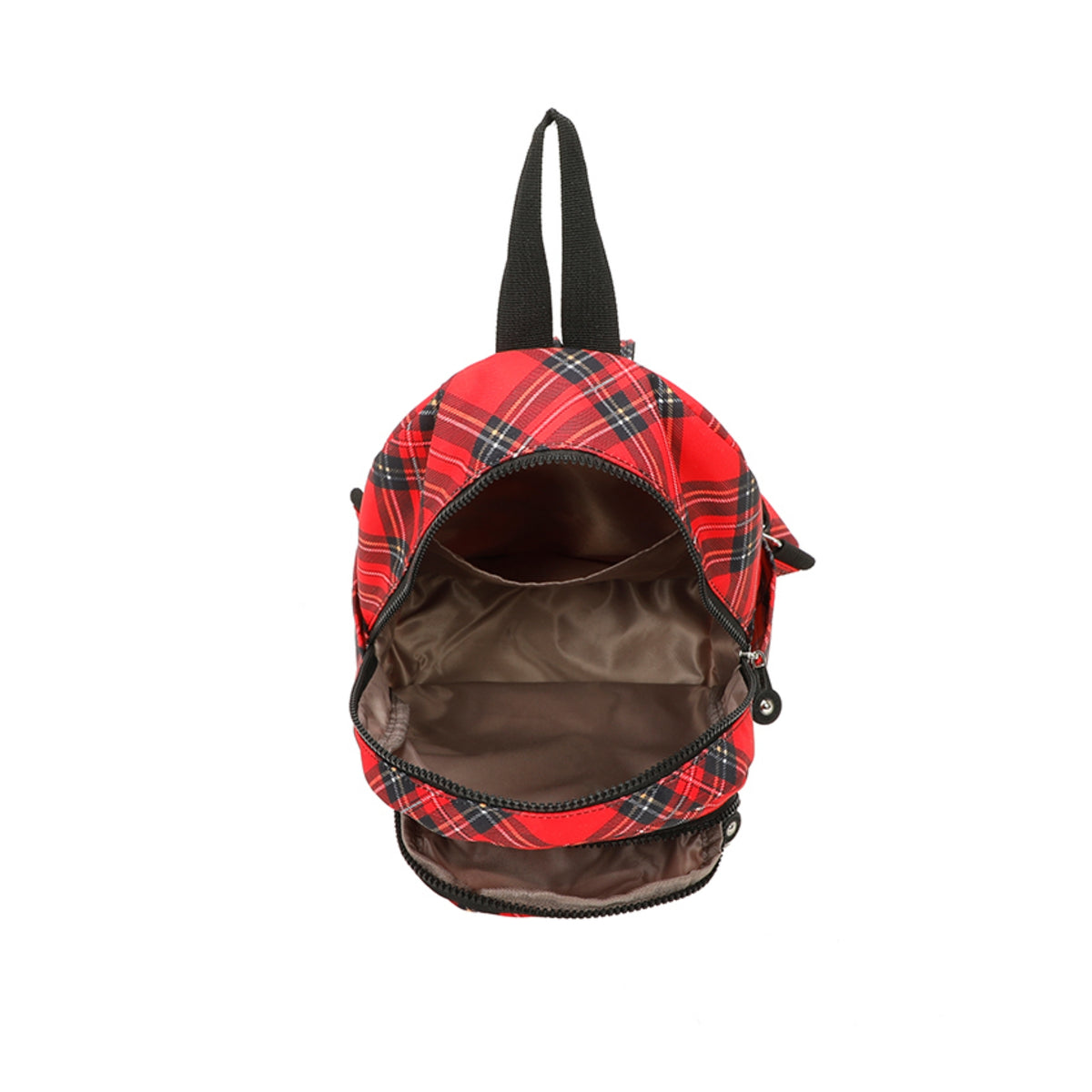 D267 Multi-zip Backpack -Red Scottish Gingham