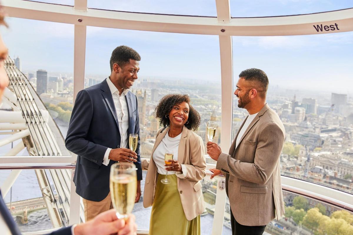 London Eye with Glass of Champagne