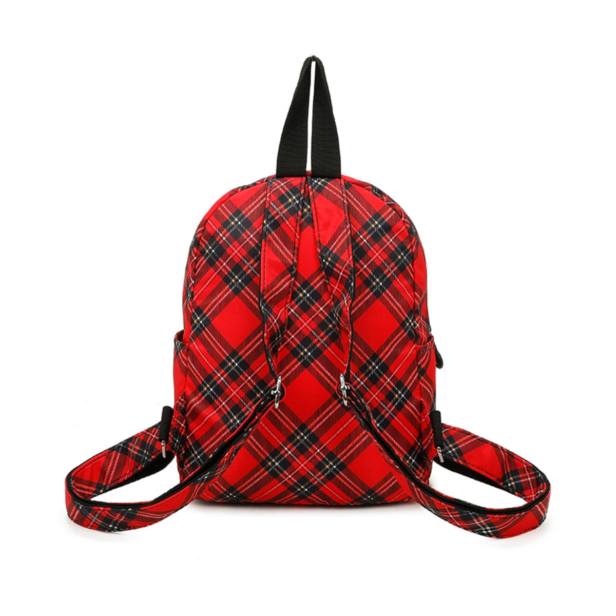 D267 Multi-zip Backpack -Red Scottish Gingham
