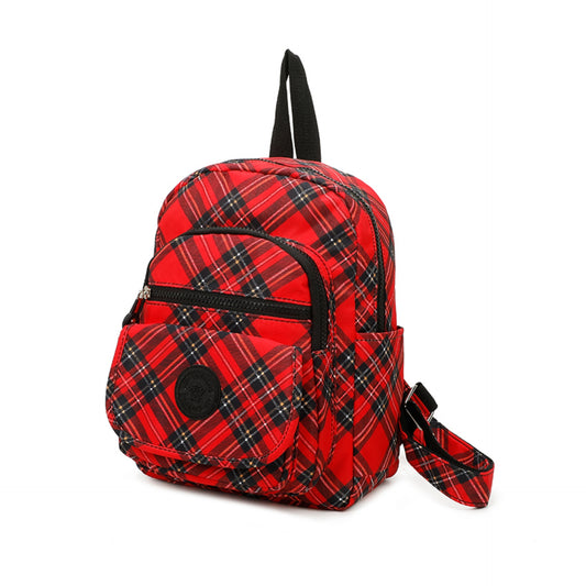 D267 Multi-zip Backpack -Red Scottish Gingham