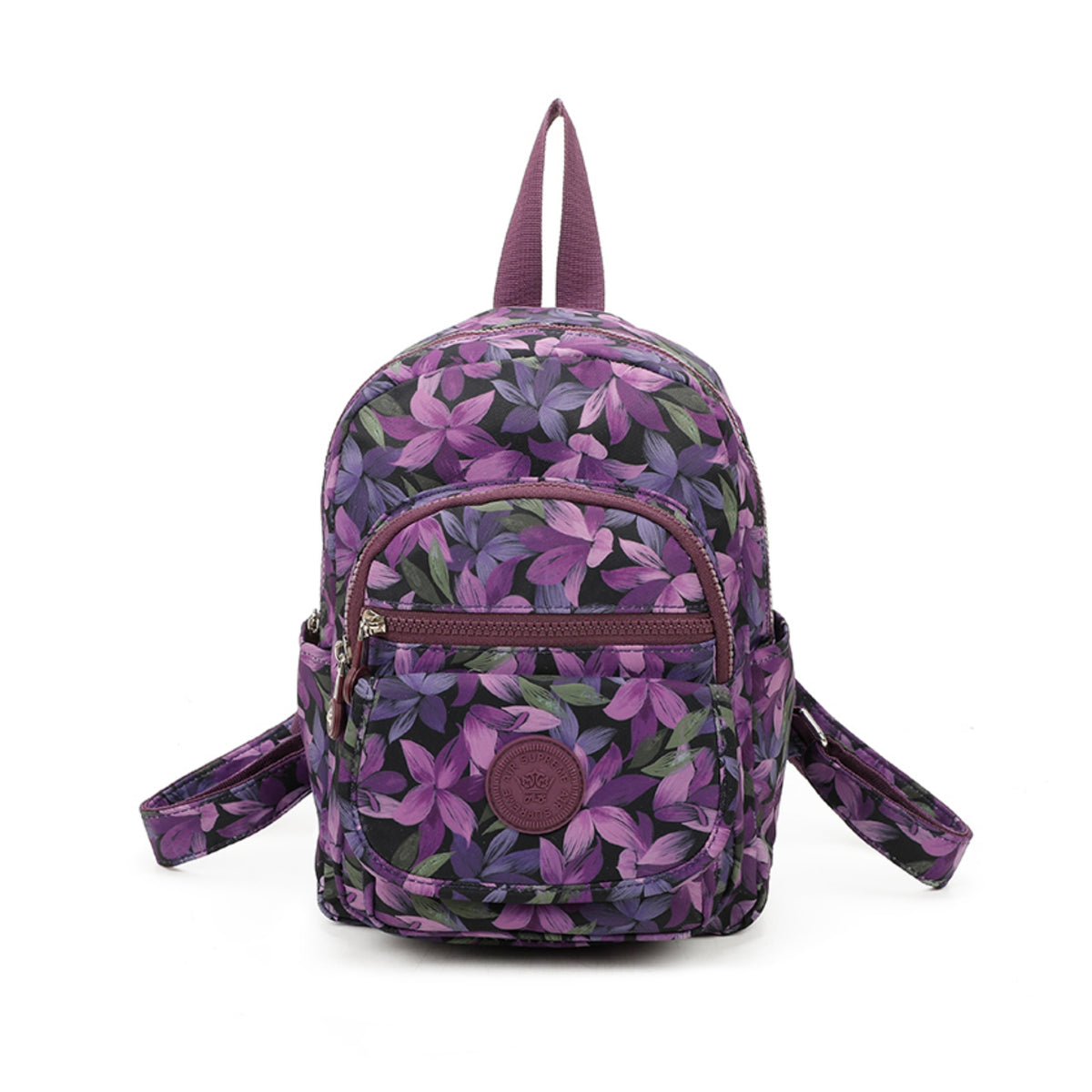 D267 Multi-zip Backpack - Purple Flower
