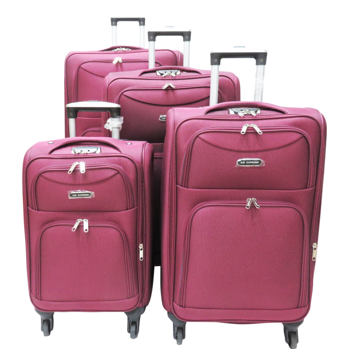 D389 Multi Zipper 4pcs Polyester Travel Luggage Set