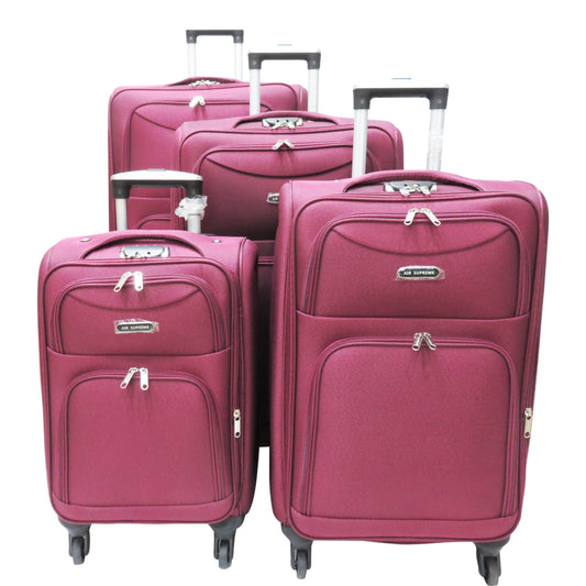 D389 Multi Zipper 4pcs Polyester Travel Luggage Set
