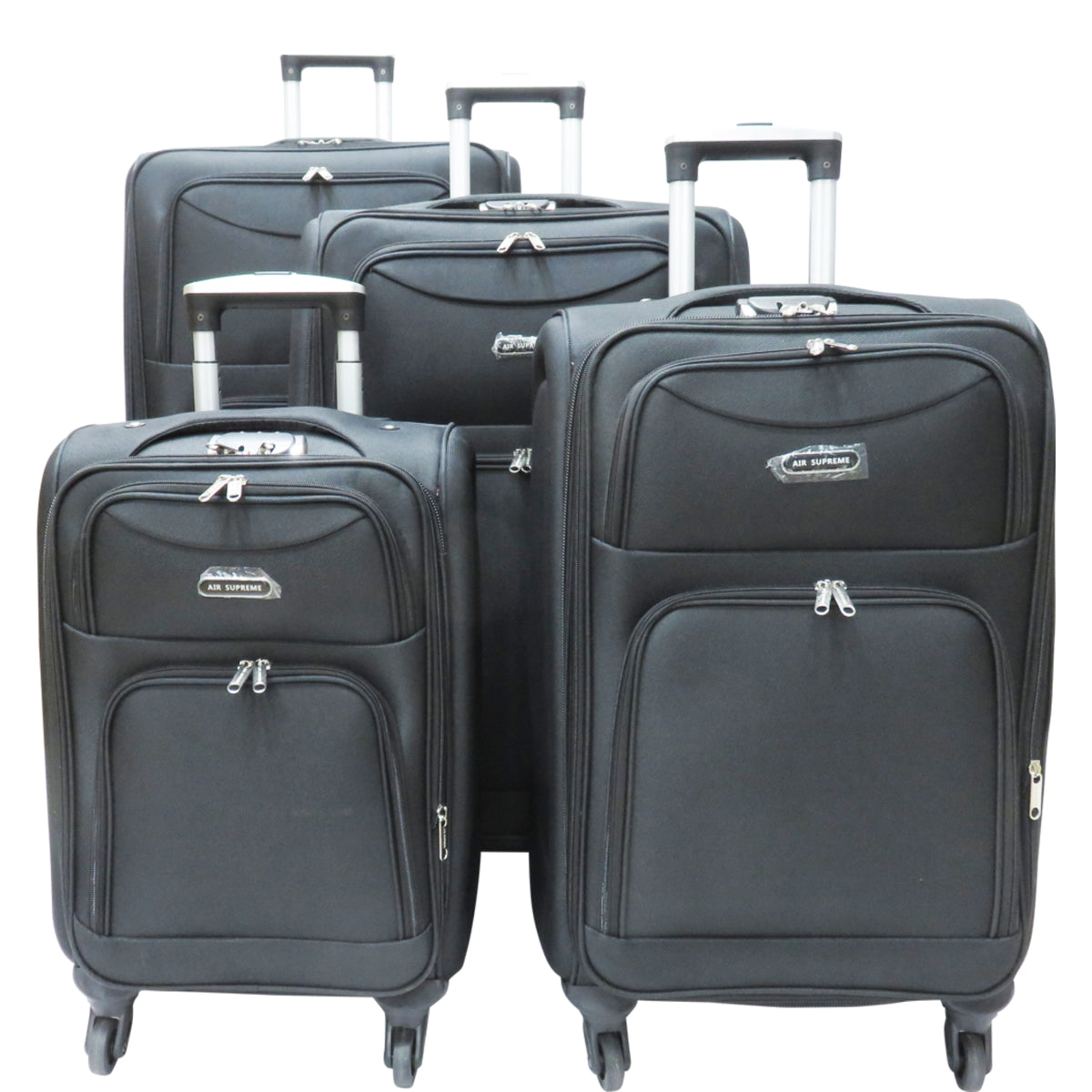 D389 Multi Zipper 4pcs Polyester Travel Luggage Set
