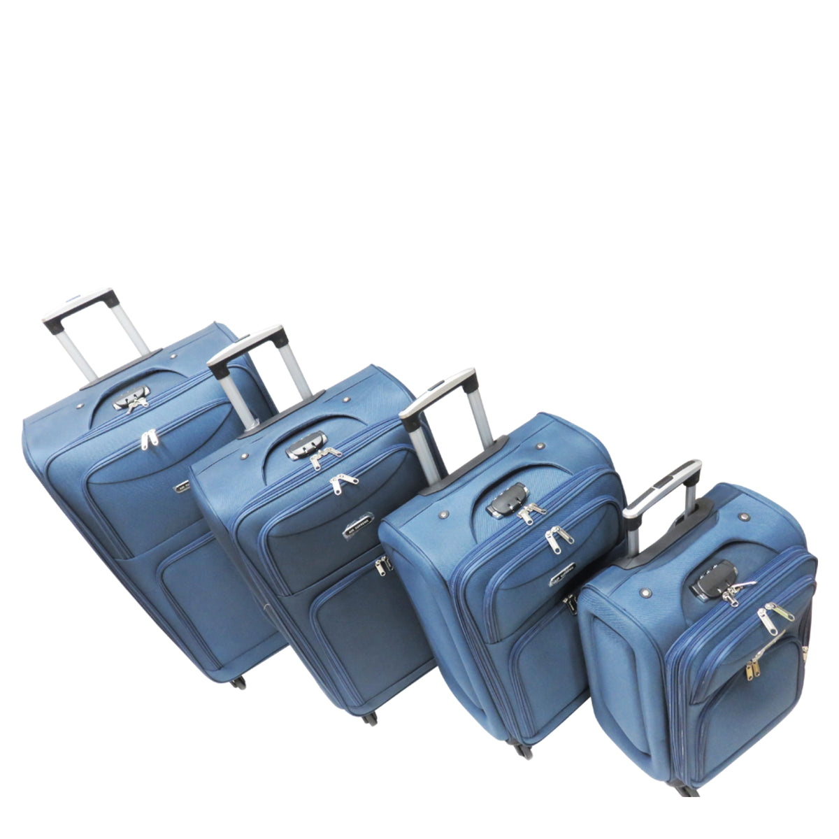 D389 Multi Zipper 4pcs Polyester Travel Luggage Set