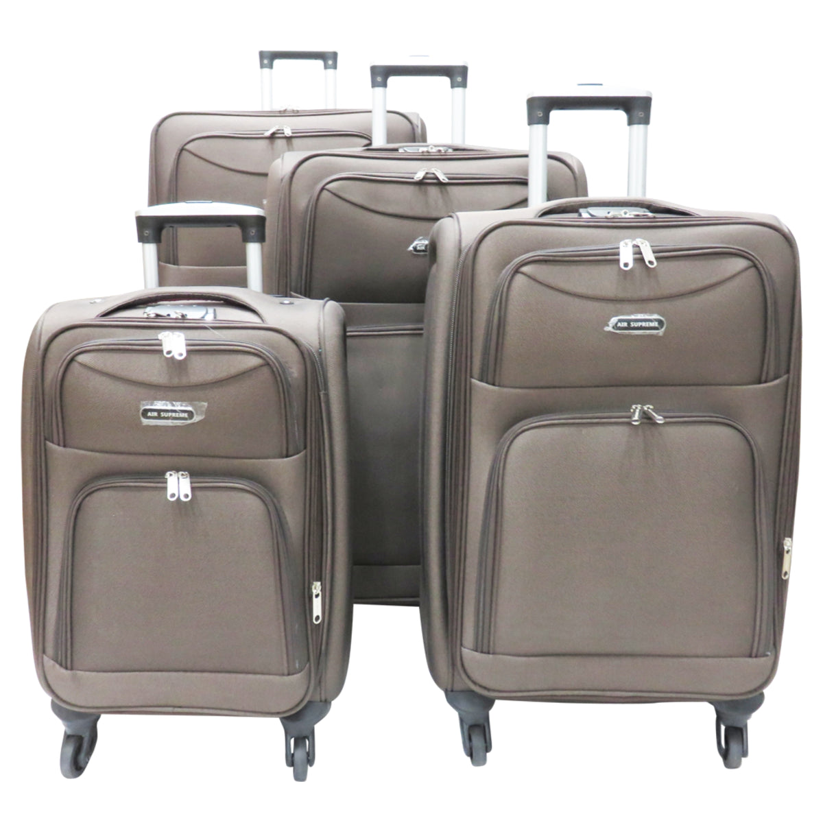 D389 Multi Zipper 4pcs Polyester Travel Luggage Set