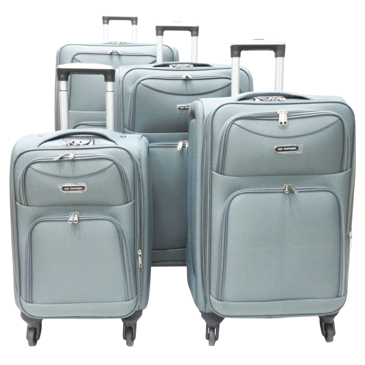 D389 Multi Zipper 4pcs Polyester Travel Luggage Set