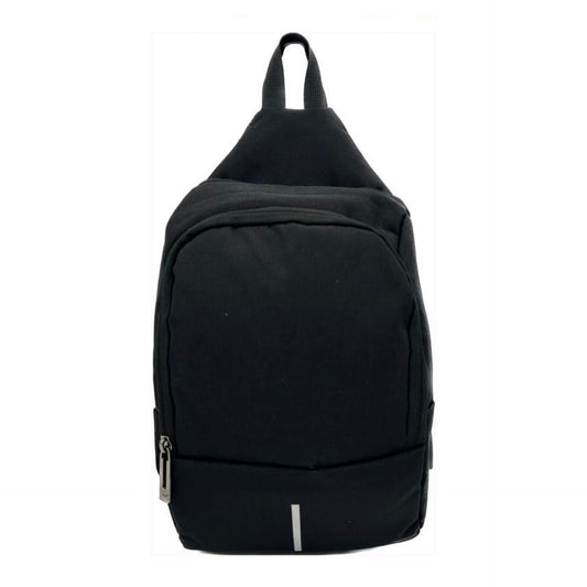 D321 Lightweight Single Strap Chest Bag with USB Charging Port - Black