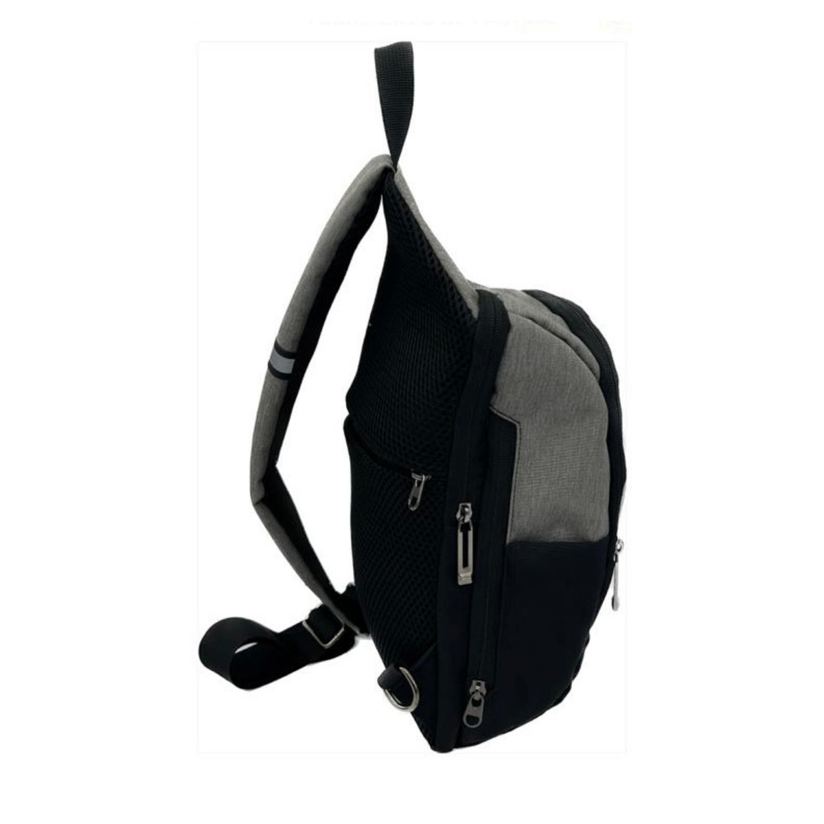 D321 Lightweight Single Strap Chest Bag with USB Charging Port - Grey